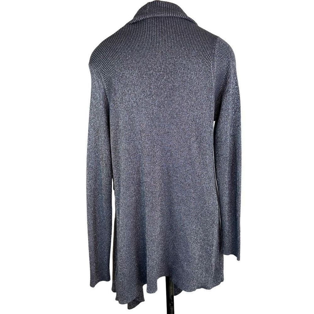 Torrid Womens Gray Metallic Drape Front Sweater Cardigan Large Modern Glam - Picture 3 of 11
